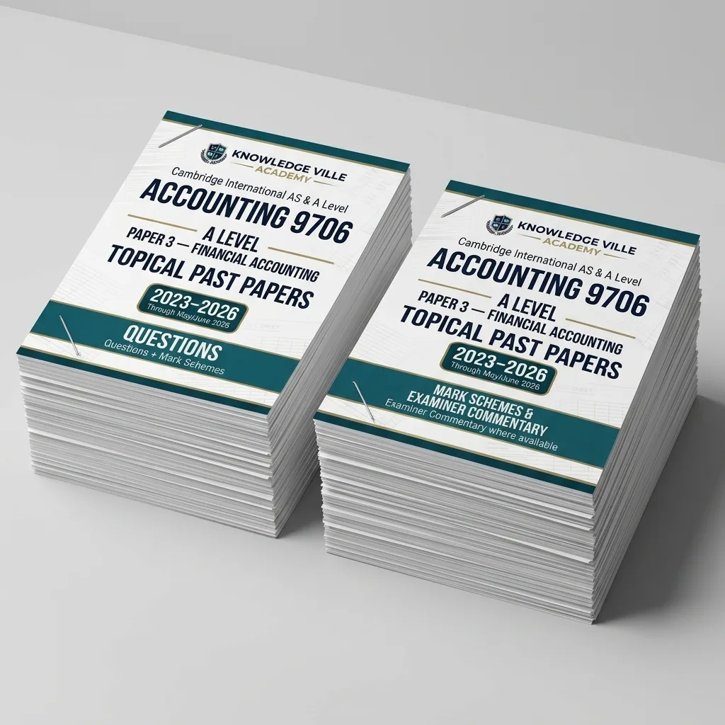 Accounting 9706 Paper 3 Financial Accounting — Questions + Mark Schemes — printed set photo