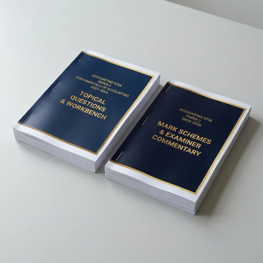 Accounting 9706 Paper 2 Fundamentals — Questions + Mark Schemes — printed set photo