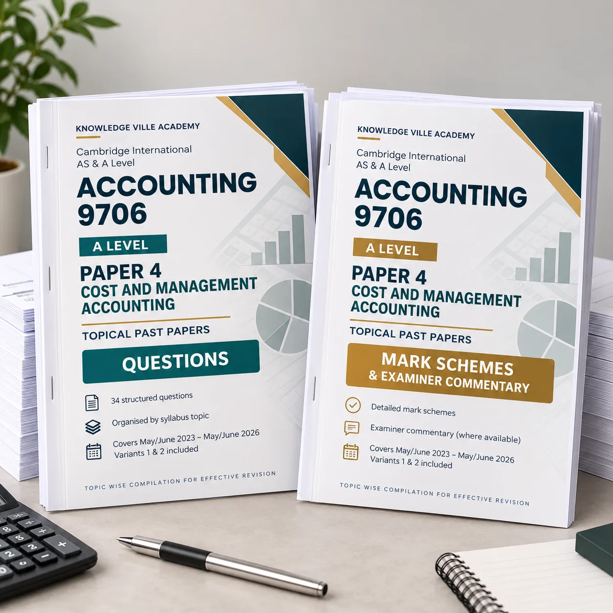 Accounting 9706 Paper 4 Cost & Management — Questions + Mark Schemes — printed set photo